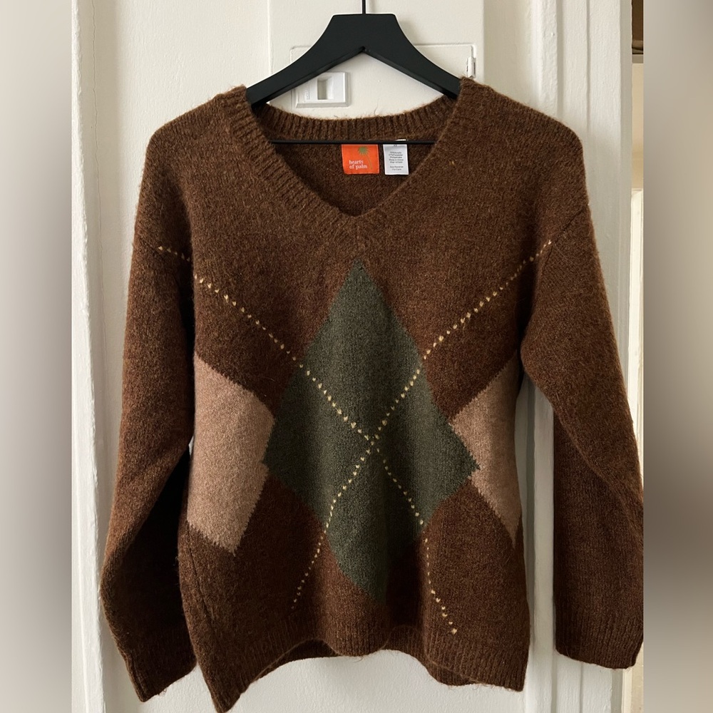 Hearts of Palm Brown Argyle Sweater